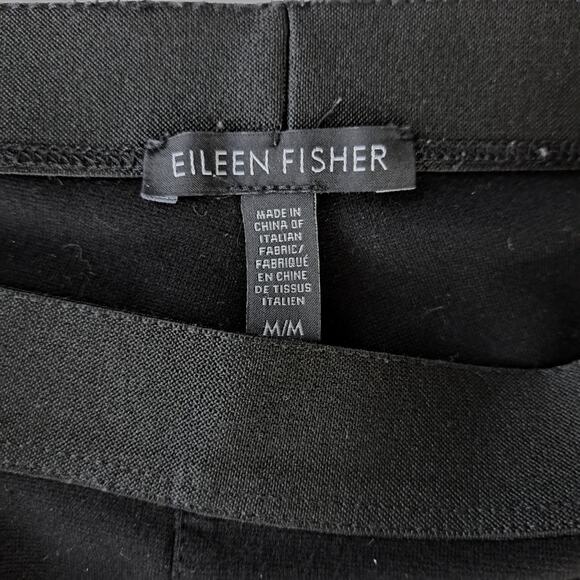 Eileen Fisher Black Ponte Elastic Waist Pants Slim Tapered Legging Medium - Picture 4 of 7